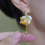 Floral Ball Drop Earrings
