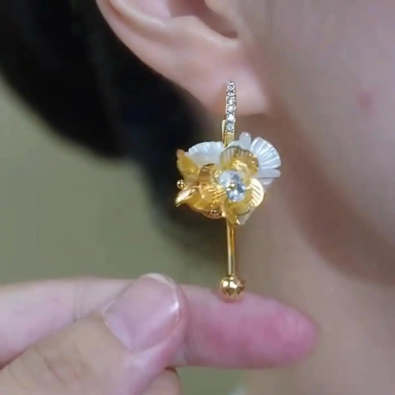 Floral Ball Drop Earrings