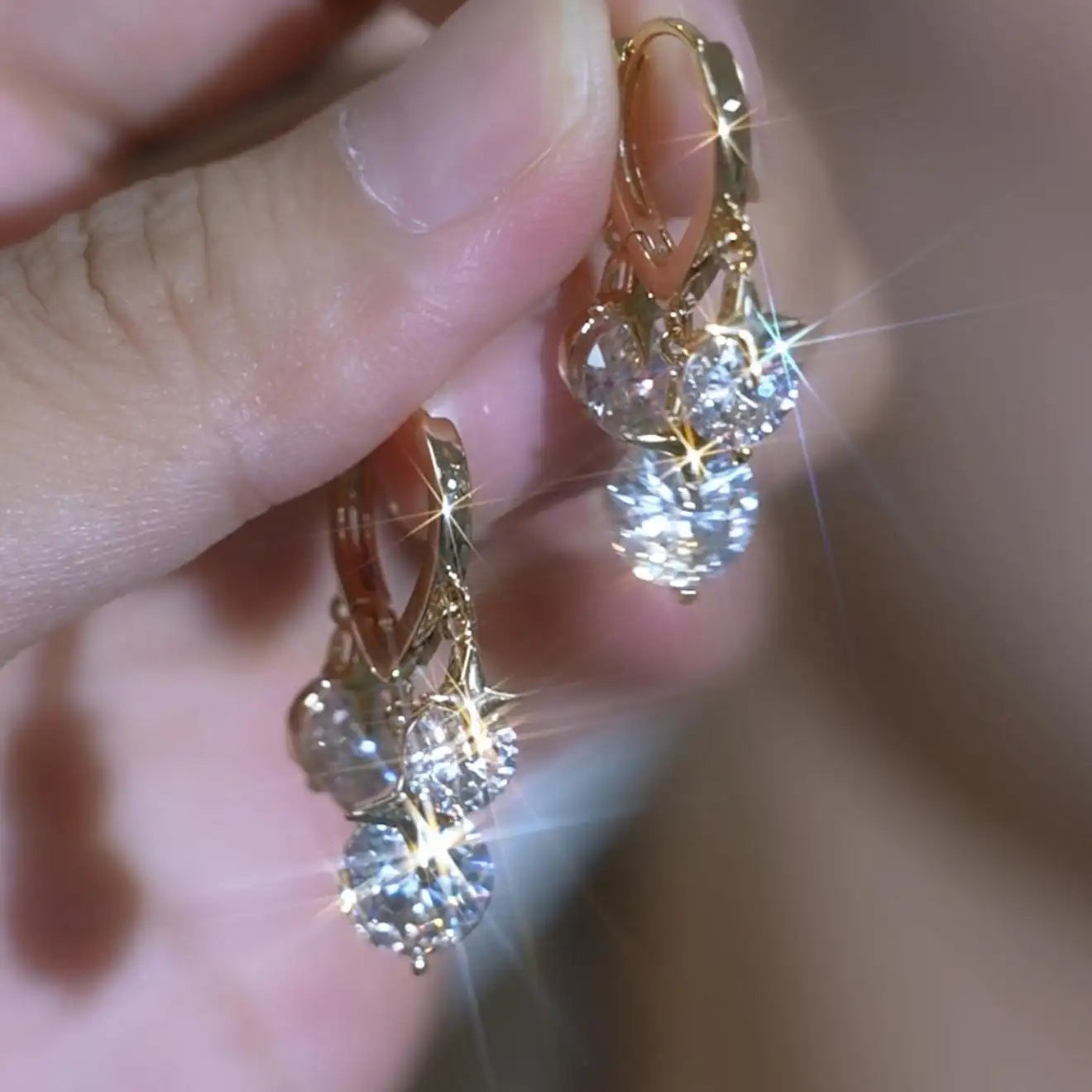 Floral Crystal Cluster Drop Earrings