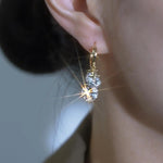 Floral Crystal Cluster Drop Earrings