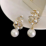 Floral Crystal Korean French Vintage Hoop Earrings