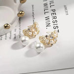 Floral Crystal Korean French Vintage Hoop Earrings