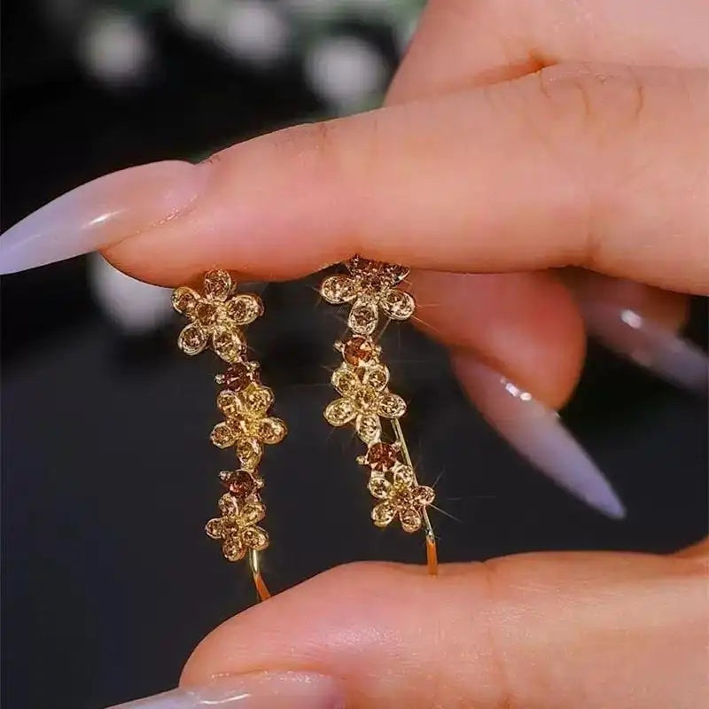 Floral Ear Crawler Multi-Flower Earrings