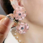 Floral Needle Crystal Flower Stud Earrings