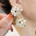 Floral Needle Crystal Flower Stud Earrings