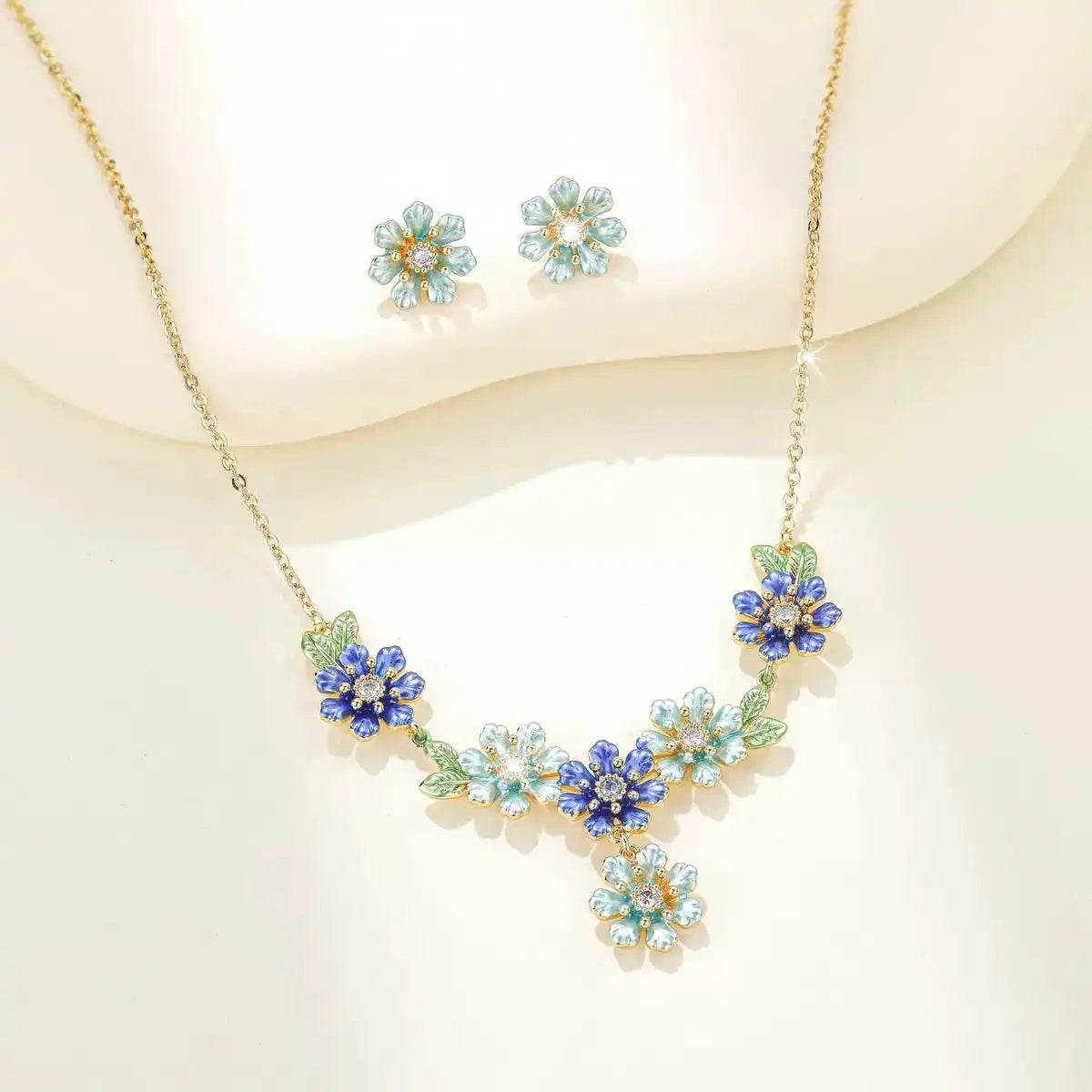 Floral Prosperity and Enamel Glaze Jewelry Set