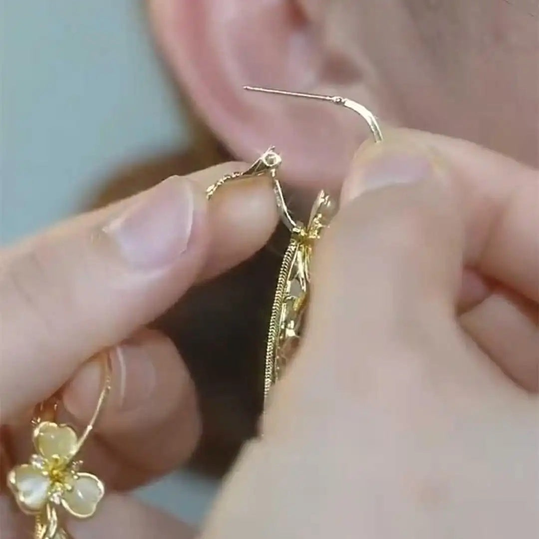 Floral Tassel Ball Drop Earrings