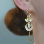 Floral Tassel Ball Drop Earrings