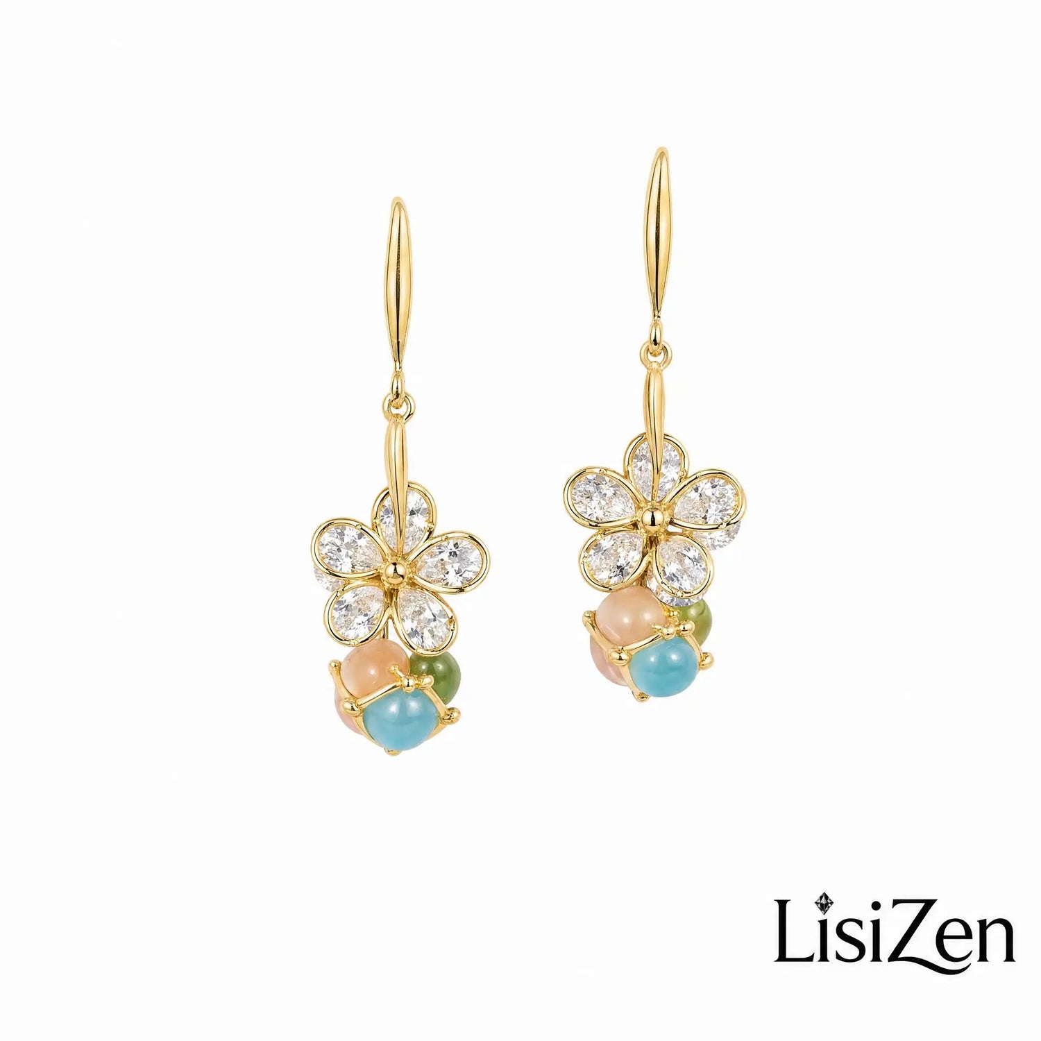 Flower Colorful Ball Drop Earrings