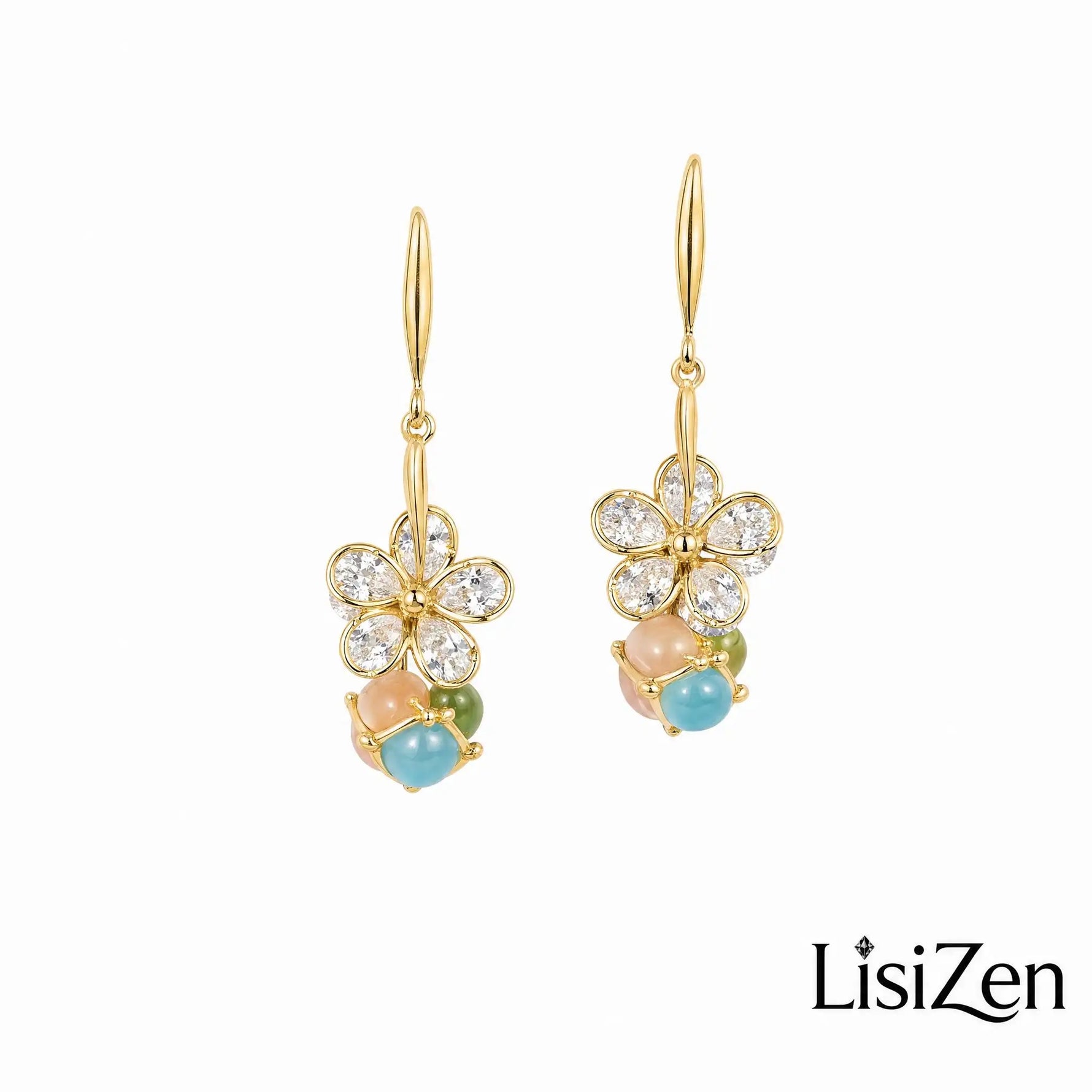 Flower Colorful Ball Drop Earrings