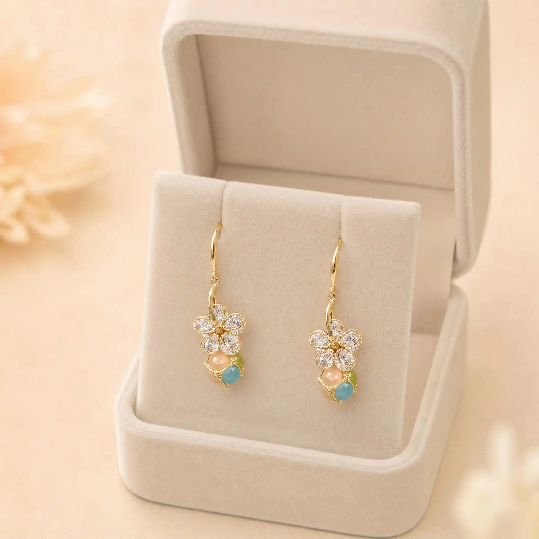Flower Colorful Ball Drop Earrings