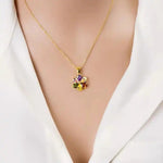 Flower Five-Color Gemstone Necklace