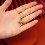 Flower Five-Color Gemstone Necklace