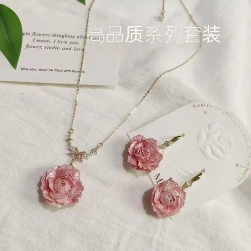 Flower Natural Rose Dried Rose Earrings