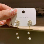 Flower Pearl Drop Earrings