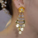 Flower Tassel Shoulder Duster Korean Drop Earrings