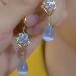 Flower Teardrop Long Drop Earrings