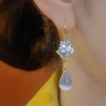 Flower Teardrop Long Drop Earrings