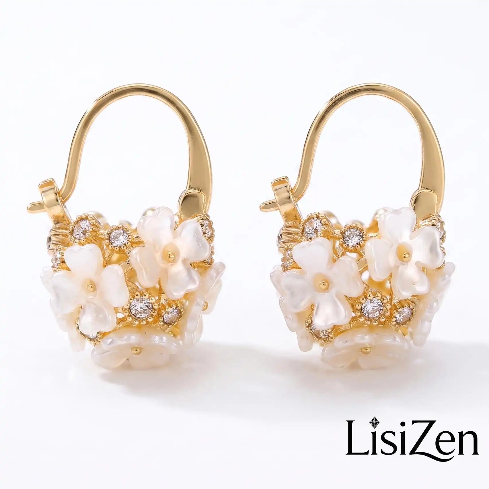 Forest Flower Crystal Ball Korean Earrings