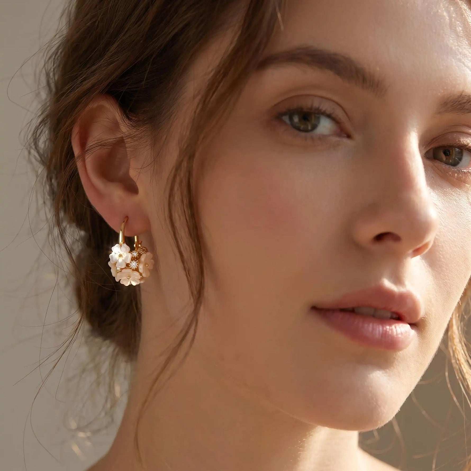 Forest Flower Crystal Ball Korean Earrings