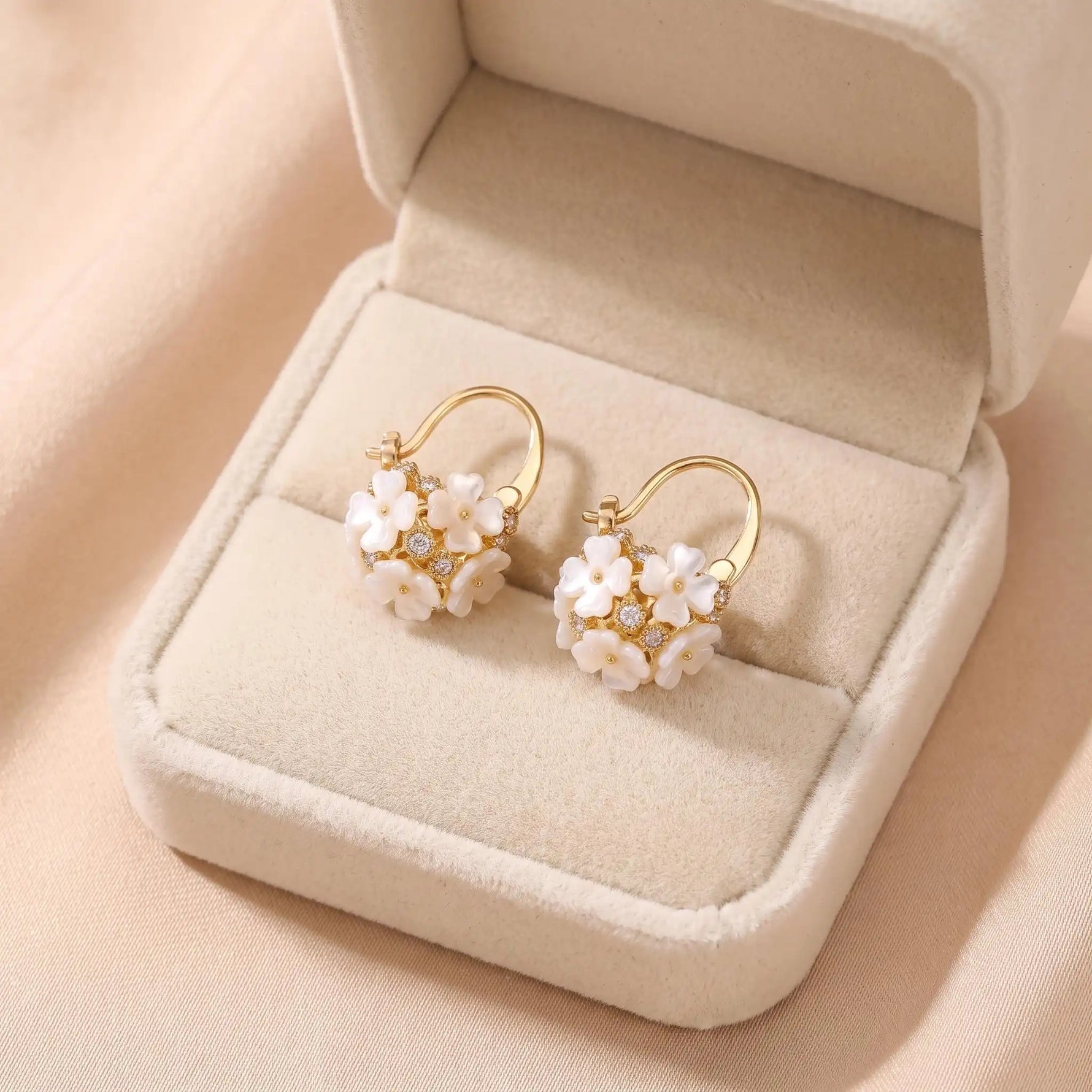Forest Flower Crystal Ball Korean Earrings