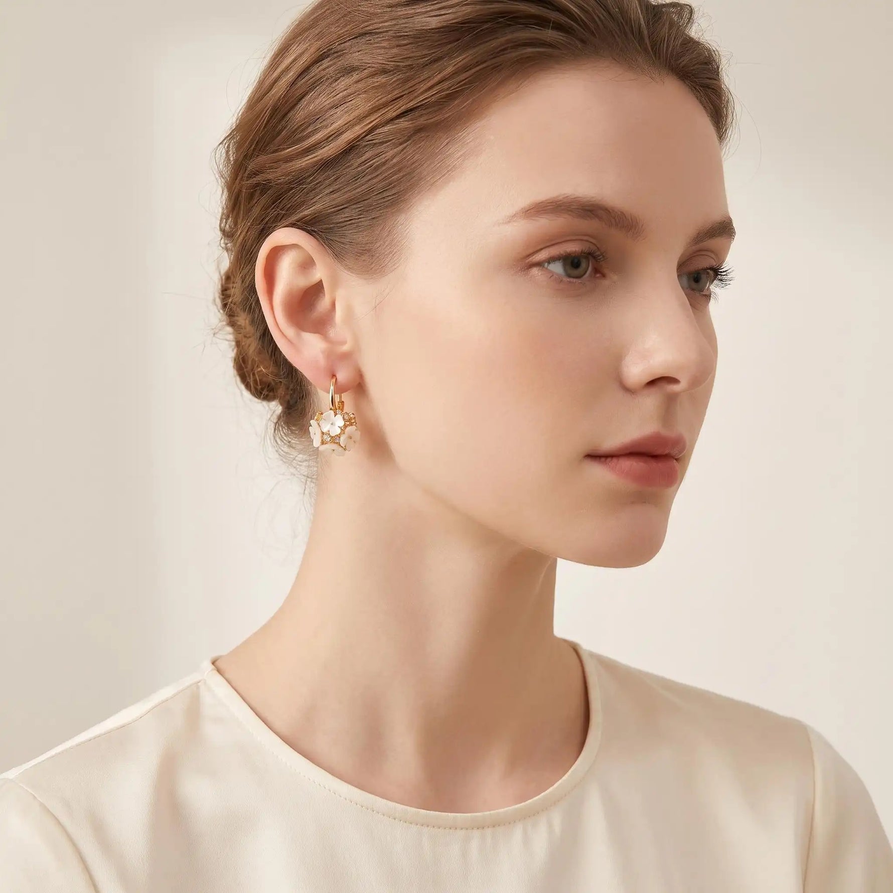 Forest Flower Crystal Ball Korean Earrings