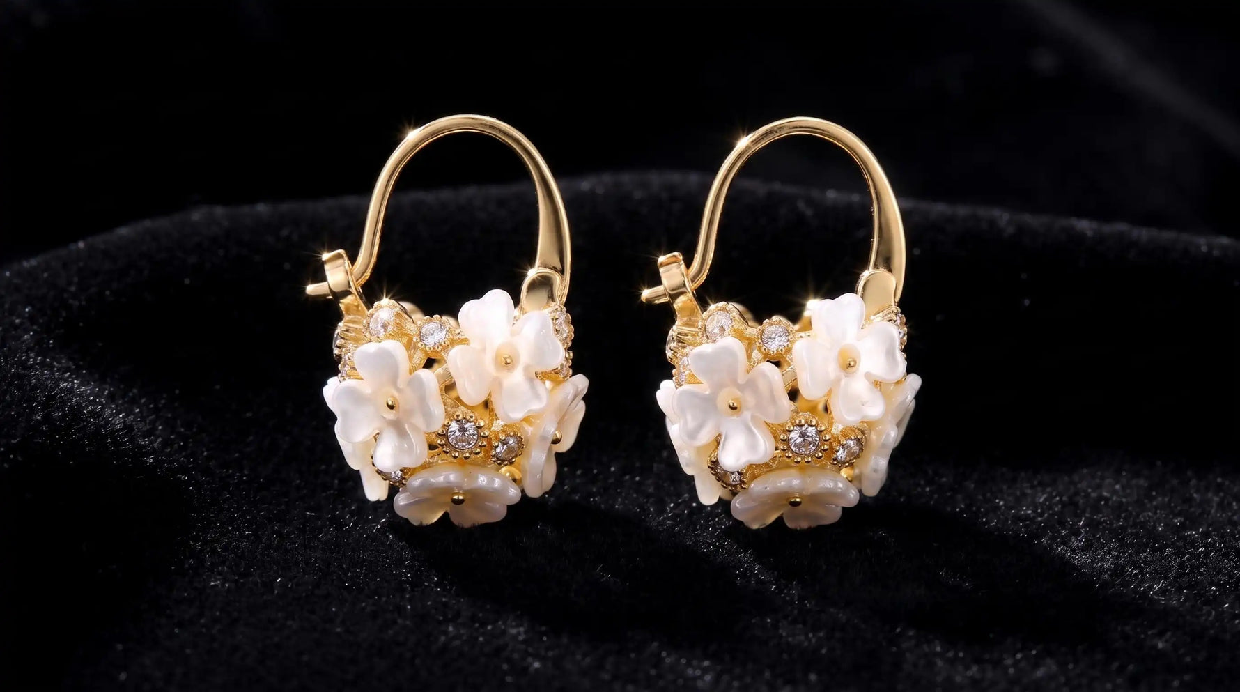 Forest Flower Crystal Ball Korean Earrings