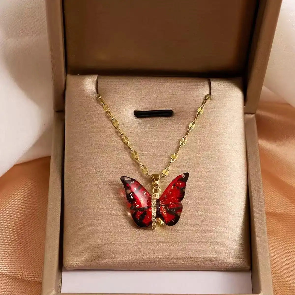 Forest Iridescent Butterfly Gorgeous Collar Necklace
