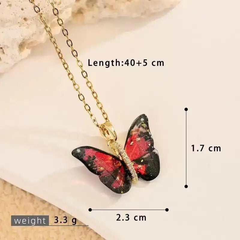 Forest Iridescent Butterfly Gorgeous Collar Necklace