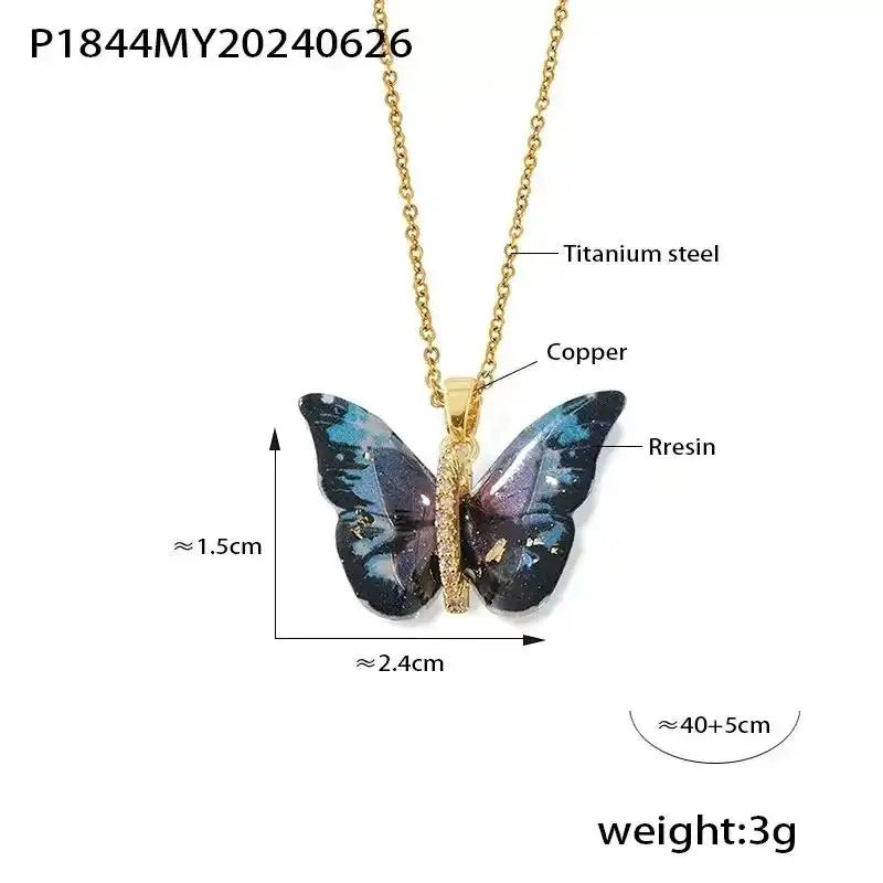 Forest Iridescent Butterfly Gorgeous Collar Necklace