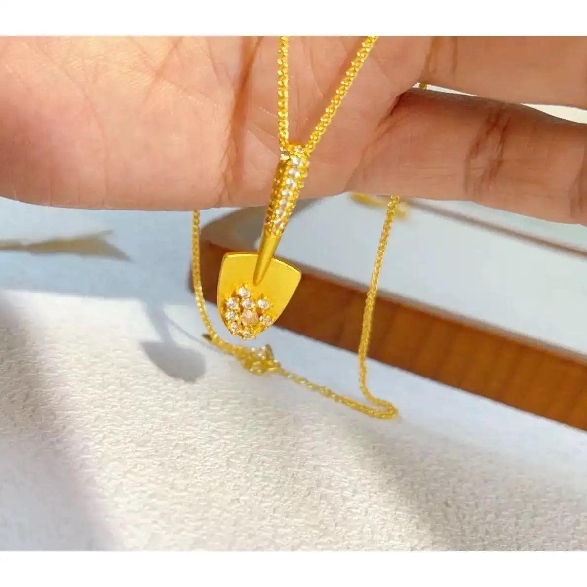 Fortune Accumulator Chinese Gold Shovel Necklace