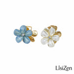 French Alloy Camellia Stud Earrings