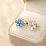 French Alloy Camellia Stud Earrings