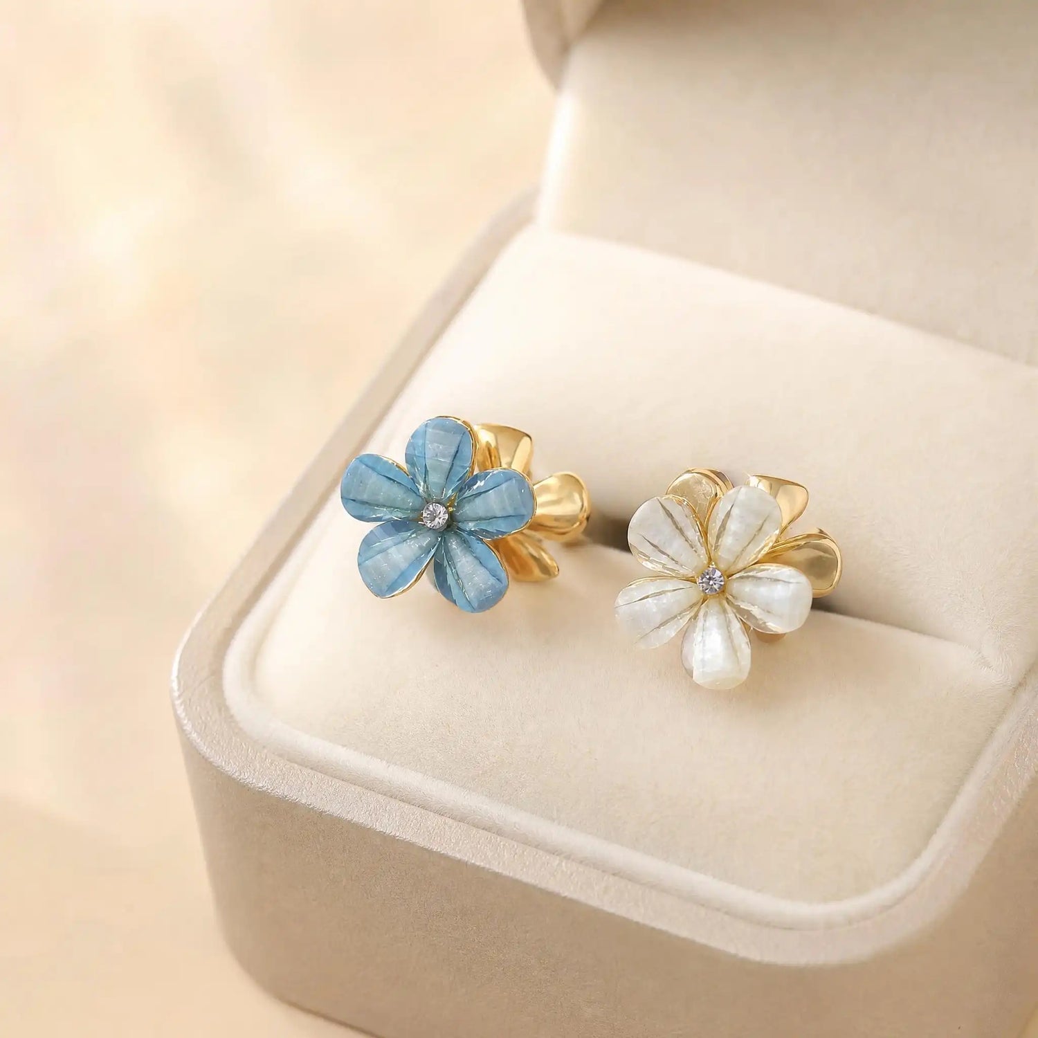 French Alloy Camellia Stud Earrings