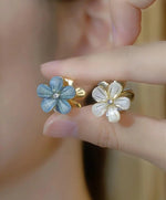 French Alloy Camellia Stud Earrings