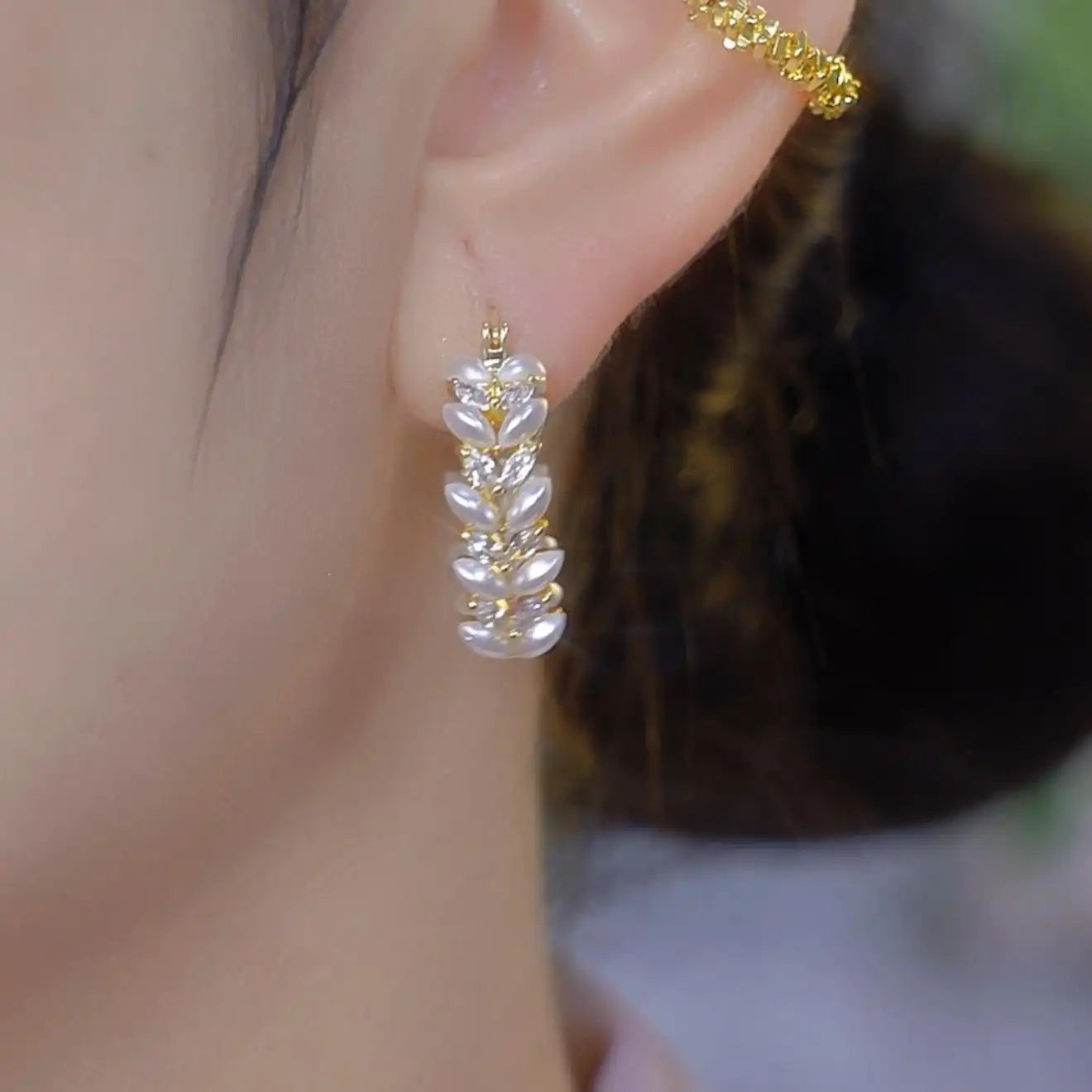 French Beaded Basket Hoop Earrings