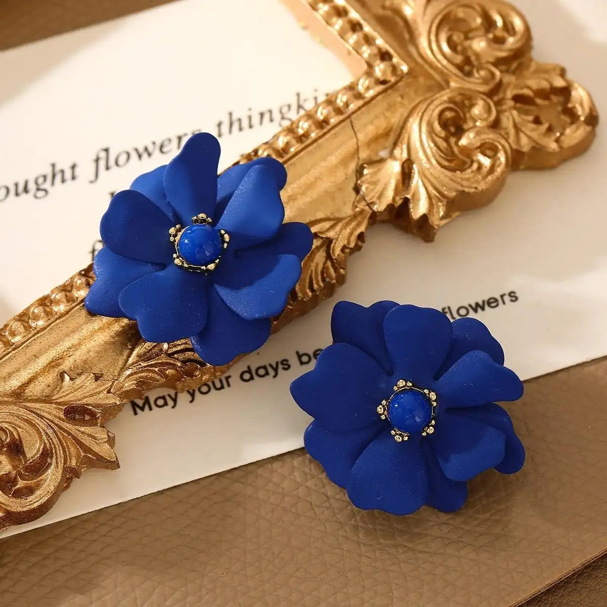 French Blue Flower Earrings