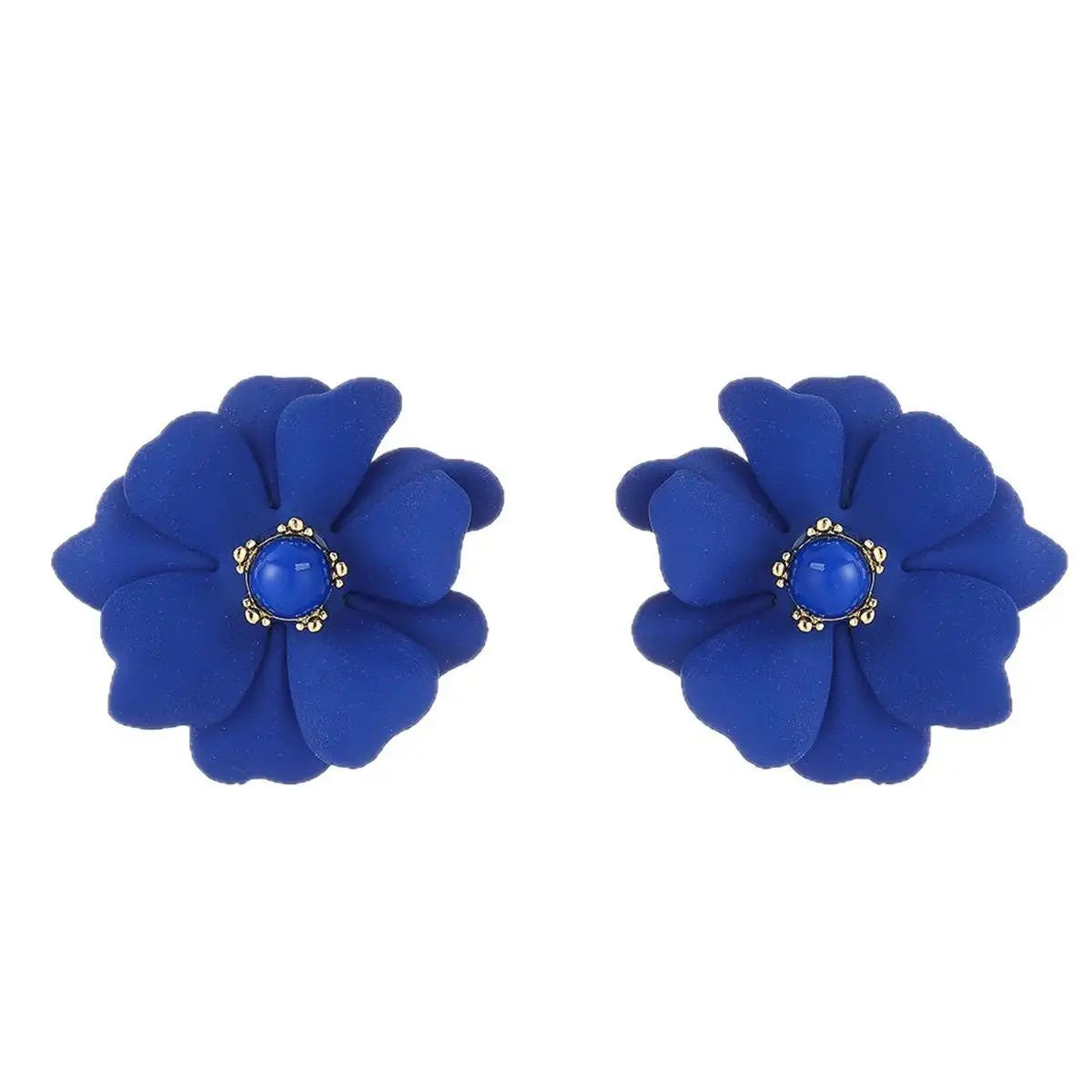 French Blue Flower Earrings