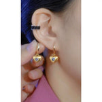 French Brushed Crystal Hollow Heart Ear Cuffs