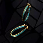French Circle Turquoise Ins Hoop Earrings