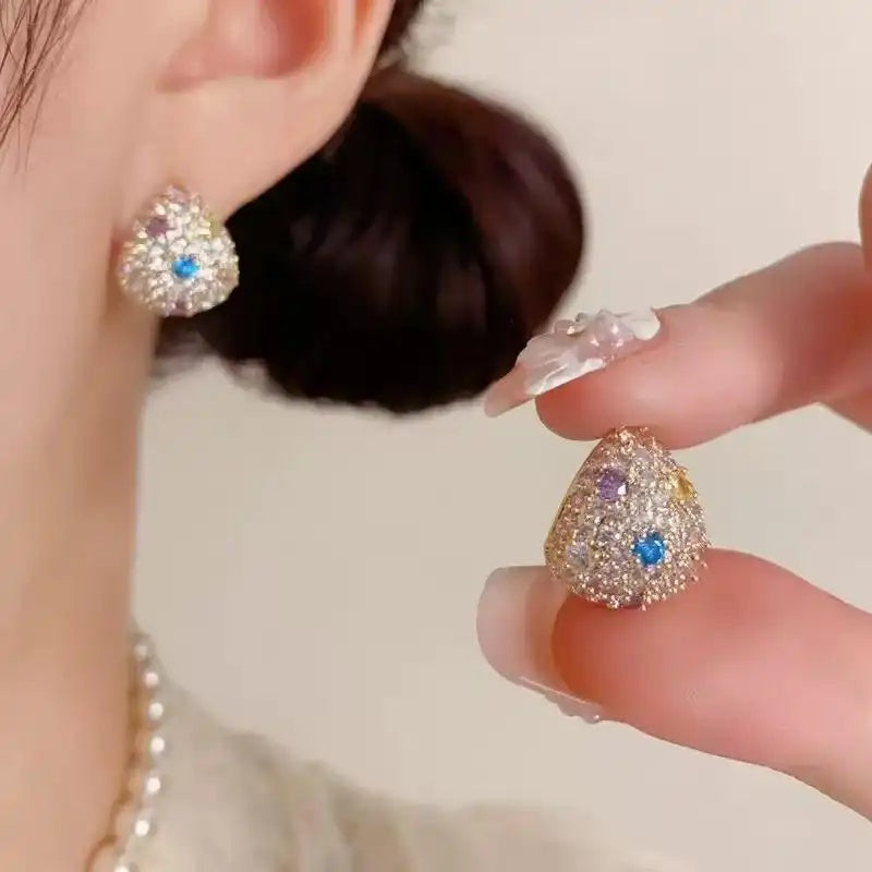French Colored Crystal Teardrop Earrings