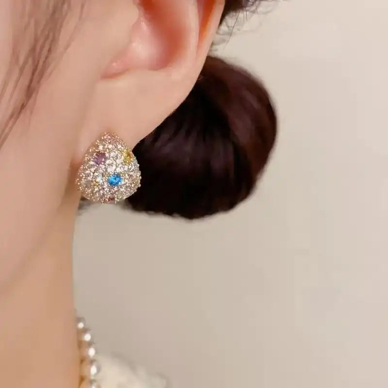 French Colored Crystal Teardrop Earrings