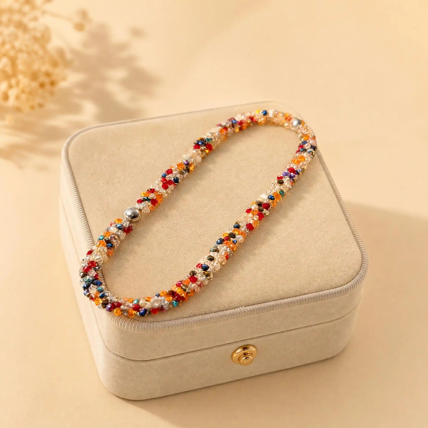 French Colorful Crystal Beaded Necklace