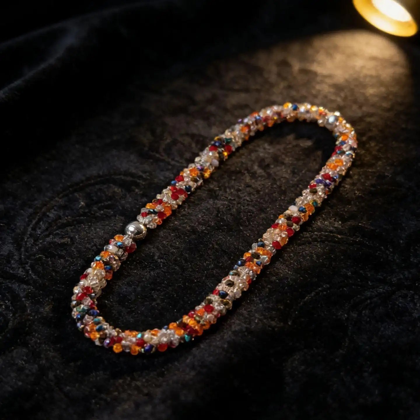 French Colorful Crystal Beaded Necklace