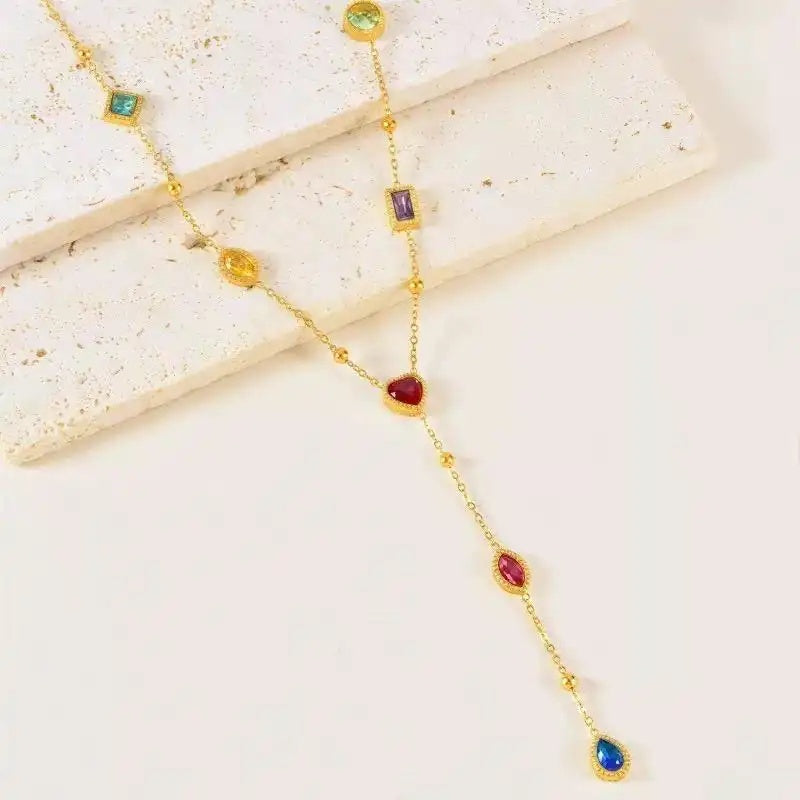 French Colorful Long Tassel Collar Drop Earrings