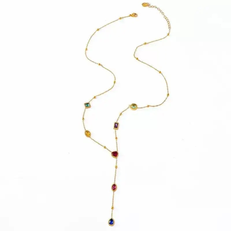 French Colorful Long Tassel Collar Drop Earrings