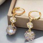 French Crystal Ball Tassel Drop Earrings