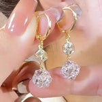 French Crystal Ball Tassel Drop Earrings