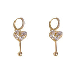 French Crystal Heart-Shaped Tassel Ear Drop Earrings