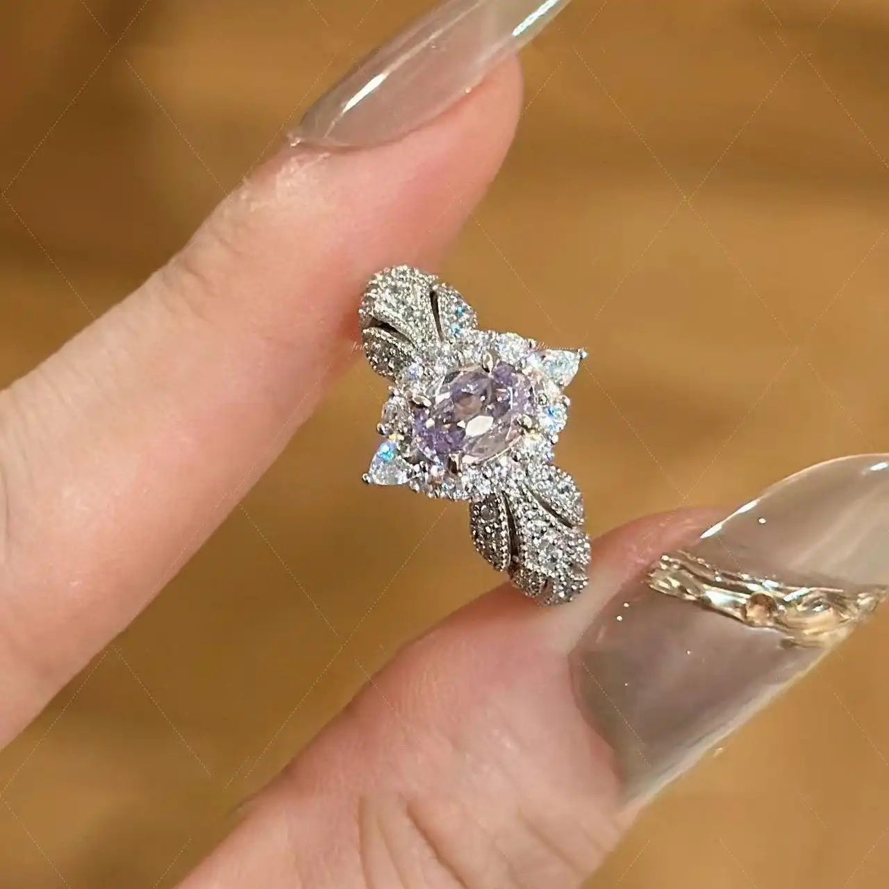 French Crystal Oval Ring